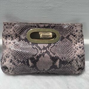 Michael Kors Snakeskin Python Embossed Leather Berkley Clutch Handbag Purse